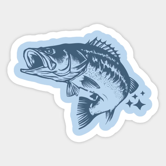 Retro Blue Bass Fish Illustration Sticker by DonWillisJrArt